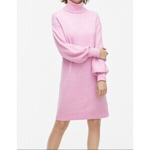 J.Crew merino wool Blend pink Turtle neck Girlie Core sweater dress Size M